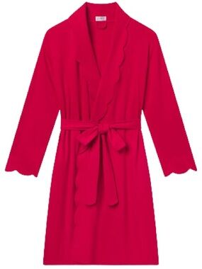 LAKE Pima Scallop Robe in Classic Red - XL